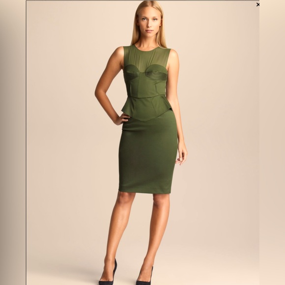 EMILIO PUCCI Military/GreenCorsetMeshRuffled dress
